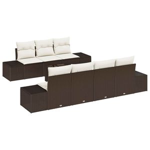 vidaXL Garten-Sofa-Set mit Kissen 8 pcs Braun und Creme Poly-Rattan
