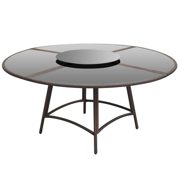 vidaXL 7-tlg. Garten-Essgruppe mit Auflagen Poly Rattan Braun