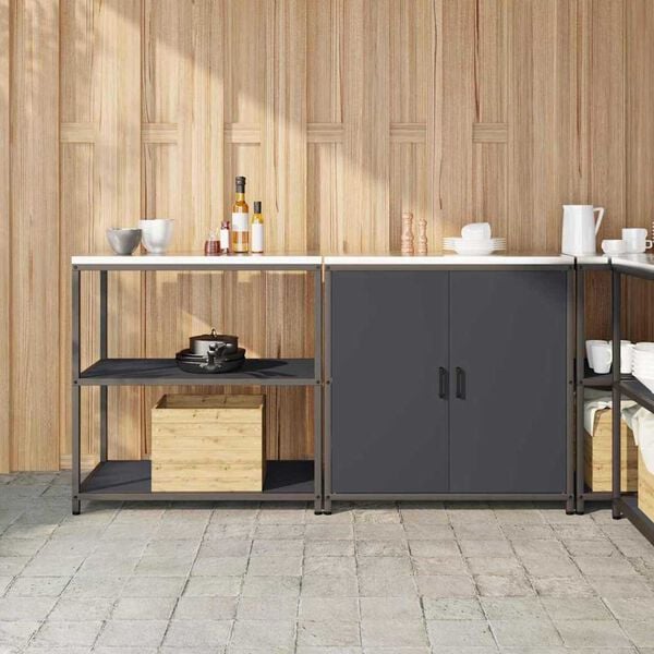 vidaXL Aufbewahrungsset f&uuml;r die K&uuml;che mit Regal 2 pcs Anthrazit