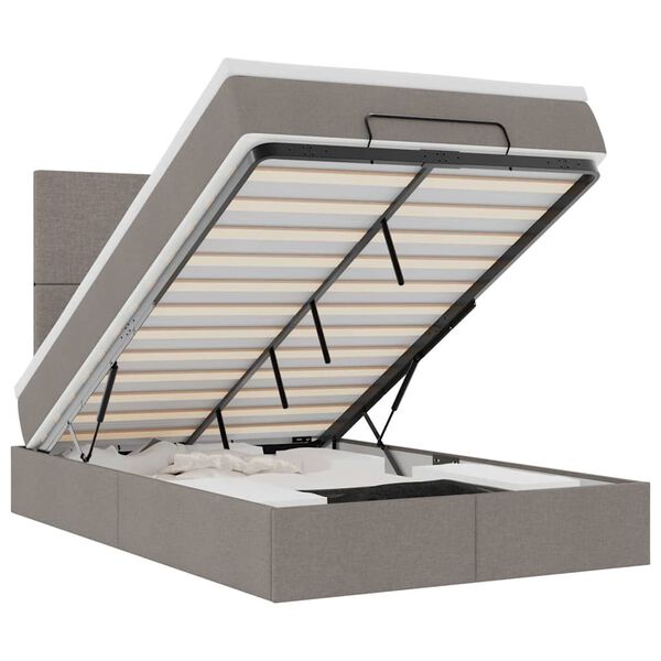 vidaXL Ottoman-Bett mit Matratze Taupe 120x190 cm Stoff