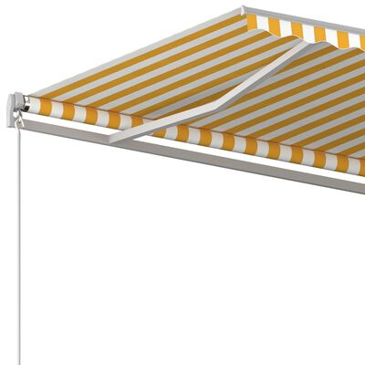 vidaXL Markise Automatisch Einziehbar mit Pfosten 6x3,5 m Gelb Weiß