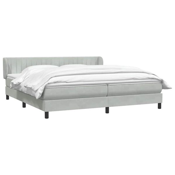 vidaXL Boxspringbett mit Matratzen Hellgrau 180x210 cm Samt