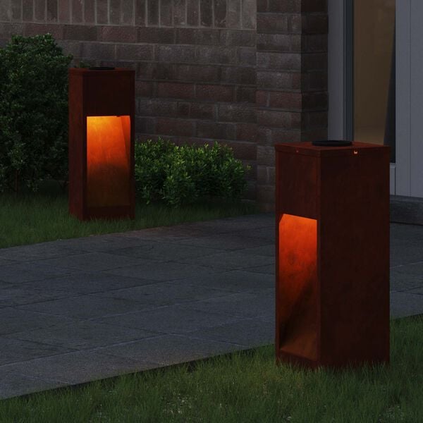 vidaXL Solar LED Wegeleuchte 2 pcs Bronze Wetterfeststahl