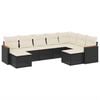 vidaXL 9-tlg. Garten-Sofagarnitur mit Kissen Schwarz Poly Rattan