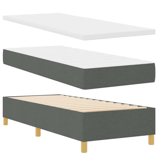 vidaXL Boxspringbett mit Matratze Dunkelgrau 80 x 200 cm Stoff