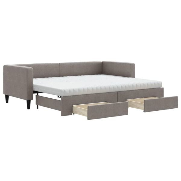 vidaXL Tagesbett Ausziehbar mit Schubladen Taupe 80x200 cm Stoff