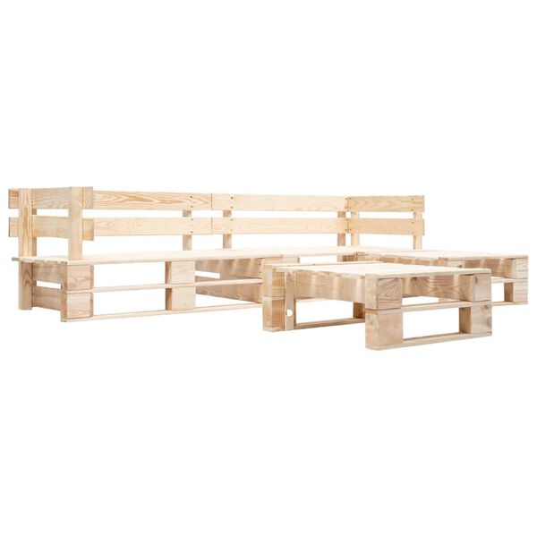 vidaXL 4-tlg. Paletten-Lounge-Set mit Kissen in Sandfarben Holz