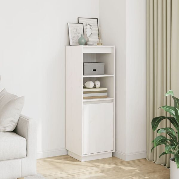 vidaXL Highboard Weiß 37x34x110 cm Massivholz Kiefer
