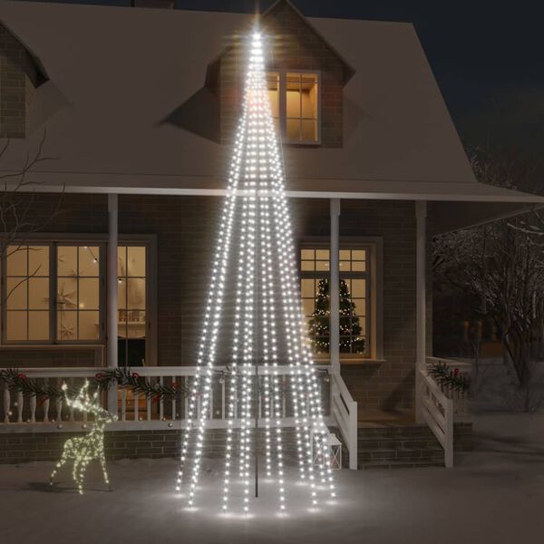 vidaXL LED-Weihnachtsbaum f&uuml;r Fahnenmast Kaltwei&szlig; 732 LEDs 500 cm