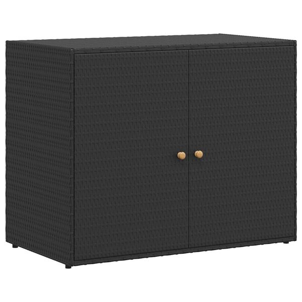 vidaXL Gartenschrank Schwarz 100 x 55,5 x 80 cm Poly Rattan