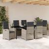 vidaXL Garten Essgruppe mit Kissen 7 pcs Hellgrau Poly-Rattan