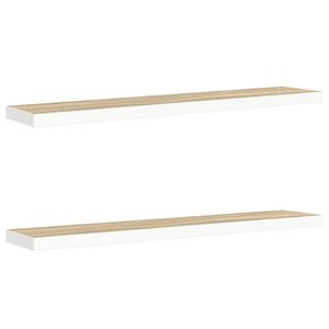 vidaXL Schweberegale 2 Stk. Eichen-Optik und Wei&szlig; 120x23,5x3,8 cm MDF