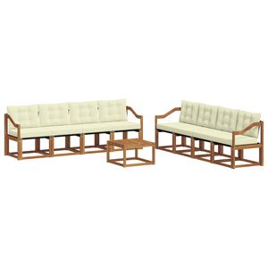 vidaXL Outdoor-Sofagarnitur mit Kissen 9 pcs Natur und Creme