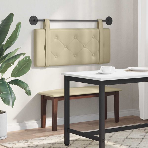 vidaXL H&auml;ngevorderseite Wandmontiert Creme 100 cm Kunstleder