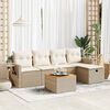 vidaXL 6-tlg. Garten-Sofagarnitur mit Kissen Beige Poly Rattan
