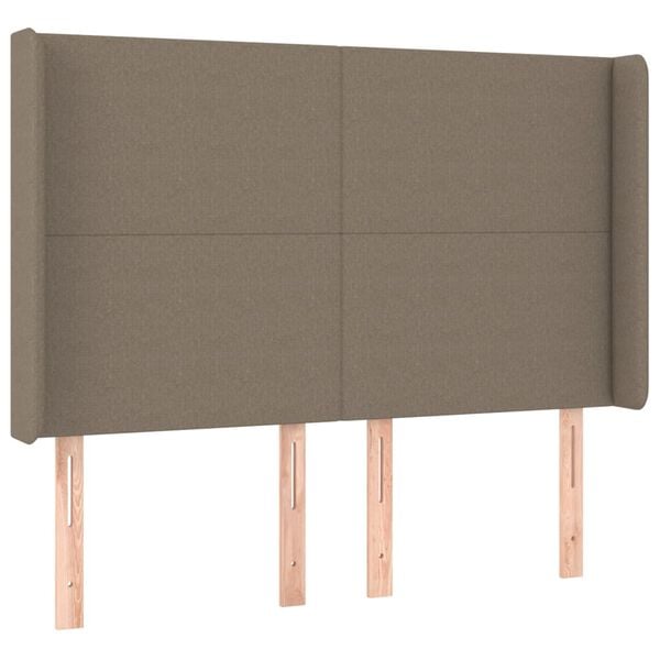 vidaXL Kopfteil mit Ohren Taupe 147x16x118/128 cm Stoff