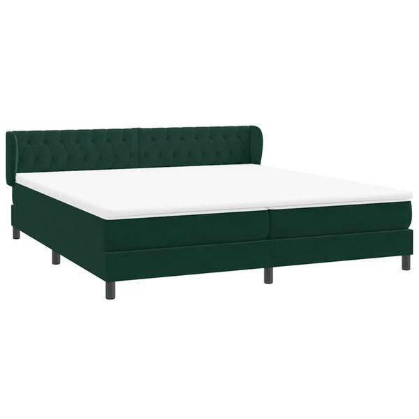 vidaXL Boxspringbett mit Matratzen Dunkelgr&uuml;n 180x210 cm Samt