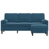 vidaXL 3-Sitzer-Sofa mit Hocker Blau 180 cm Samt
