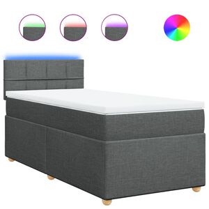 vidaXL Boxspringbett mit Matratze Dunkelgrau 80x200 cm Stoff