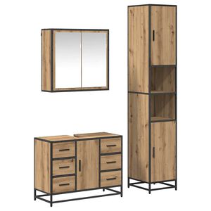 vidaXL Badezimmerm&ouml;bel-Set 3 stk. Artisan-Eiche 80 x 33 x 60 cm
