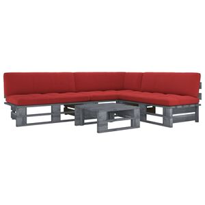 vidaXL 4-tlg. Paletten-Lounge-Set Grau Impr&auml;gniertes Kiefernholz