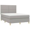 vidaXL Boxspringbett mit Matratze & LED Hellgrau 140x200 cm Stoff