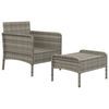 vidaXL 2-tlg. Garten-Lounge-Set mit Kissen Grau Poly Rattan
