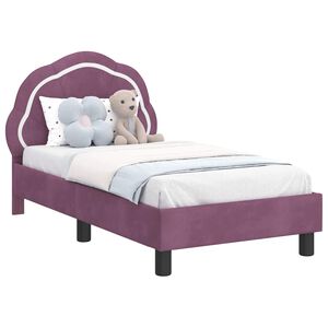 vidaXL Kinderbettgestell mit Kopfteil Lila 70 x 140 cm Samt
