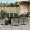 vidaXL Garten Essgruppe mit Kissen 9 pcs Hellgrau Poly-Rattan
