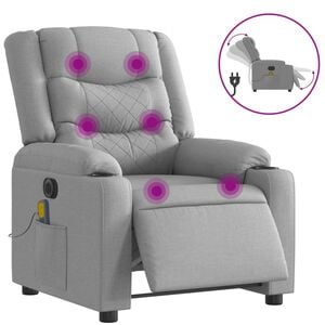 vidaXL Massagesessel Elektrisch Hellgrau Stoff