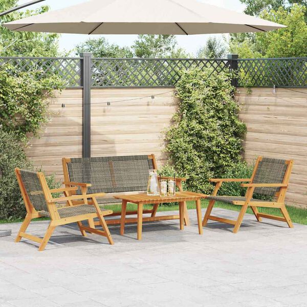vidaXL Gartenst&uuml;hle mit Tisch 4 pcs Grau 90 x 45 x 40 cm