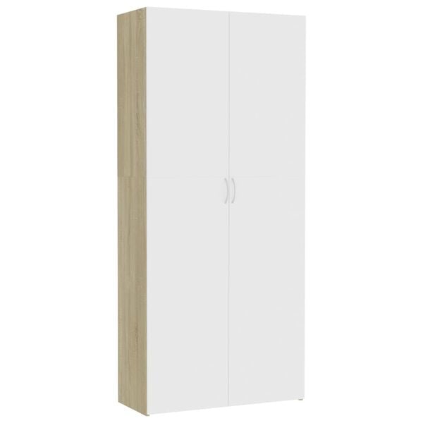 vidaXL Lagerschrank Wei&szlig; Sonoma-Eiche 80x35,5x180 cm Holzwerkstoff