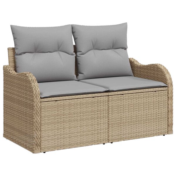 vidaXL Gartensofa-set mit Kissen 7 pcs Beige Poly-Rattan