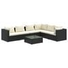 vidaXL 7-tlg. Garten-Lounge-Set mit Kissen Poly Rattan Schwarz