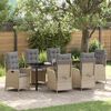 vidaXL Garten Essgruppe mit Kissen 7 pcs Beige Poly-Rattan