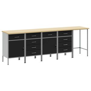vidaXL Arbeitsschrankset mit Schubladen mit Speicher 5 stk. Schwarz