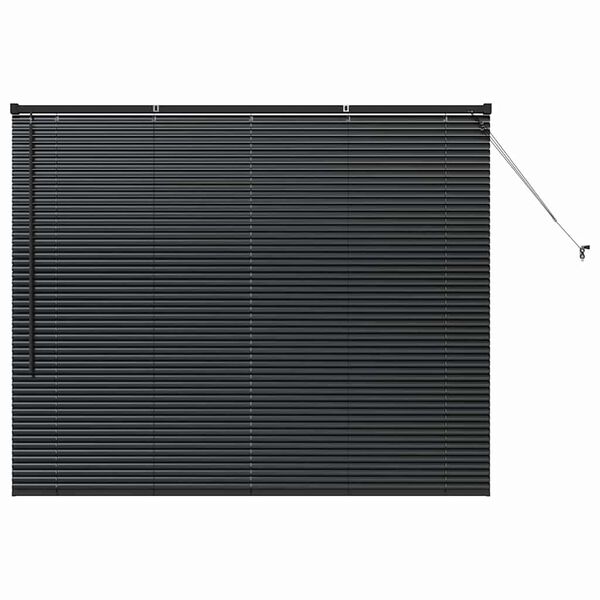 vidaXL Fensterjalousie mit Vorh&auml;ngen Schwarz Aluminium