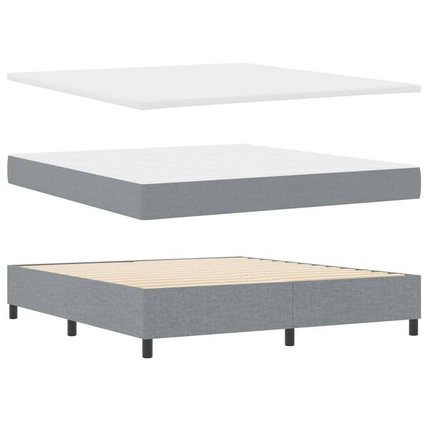 vidaXL Boxspringbett mit Matratze Hellgrau 180 x 200 cm Stoff