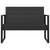 vidaXL Gartenbank mit Kissen Schwarz 106 cm Poly Rattan