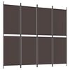 vidaXL 4-tlg. Paravent Braun 200x180 cm Stoff