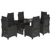 vidaXL 7-tlg. Garten-Essgruppe mit Kissen Schwarz Poly Rattan