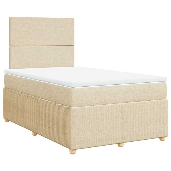 vidaXL Boxspringbett mit Matratze Creme 120x190 cm Stoff
