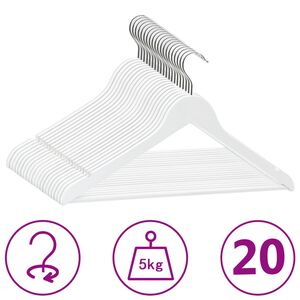 vidaXL 20 Stk. Kleiderb&uuml;gel-Set Rutschfest Wei&szlig; Hartholz
