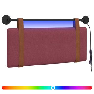 vidaXL H&auml;ngendes Kopfteil Mit LED Licht Weinrot Antikes PU