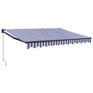 vidaXL Manuelle Markise 3 x 2,5 m Blau-wei&szlig; gestreift 100% Polyester