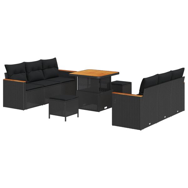vidaXL Gartensofa-set 9 pcs Schwarz Poly-Rattan