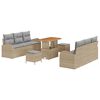 vidaXL Garten-Sofa-Set mit Kissen 9 pcs Beige Poly Rattan