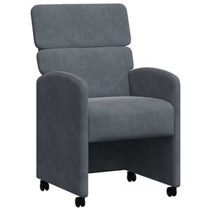 vidaXL Esszimmerst&uuml;hle mit Rollen 2 stk. Samt Dunkelgrau