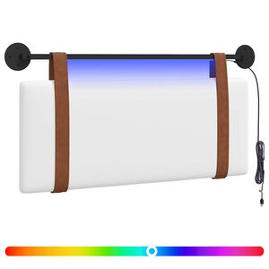 vidaXL H&auml;ngendes Kopfteil Mit LED Licht Wei&szlig; Antikes PU