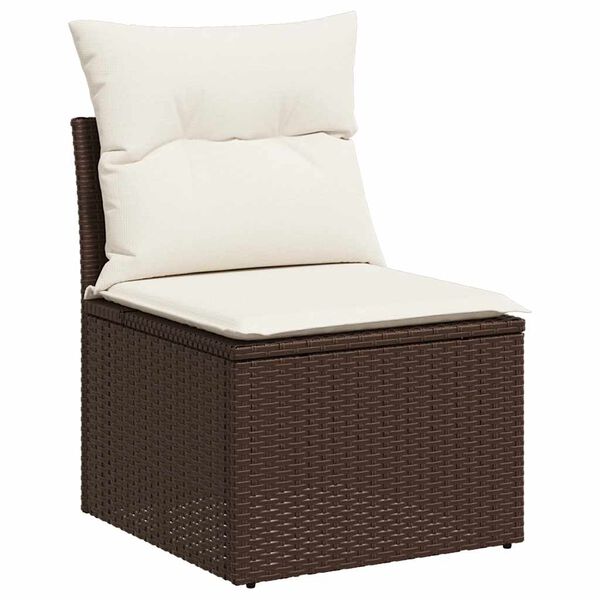 vidaXL 11-tlg. Garten-Sofagarnitur mit Kissen Braun Poly Rattan